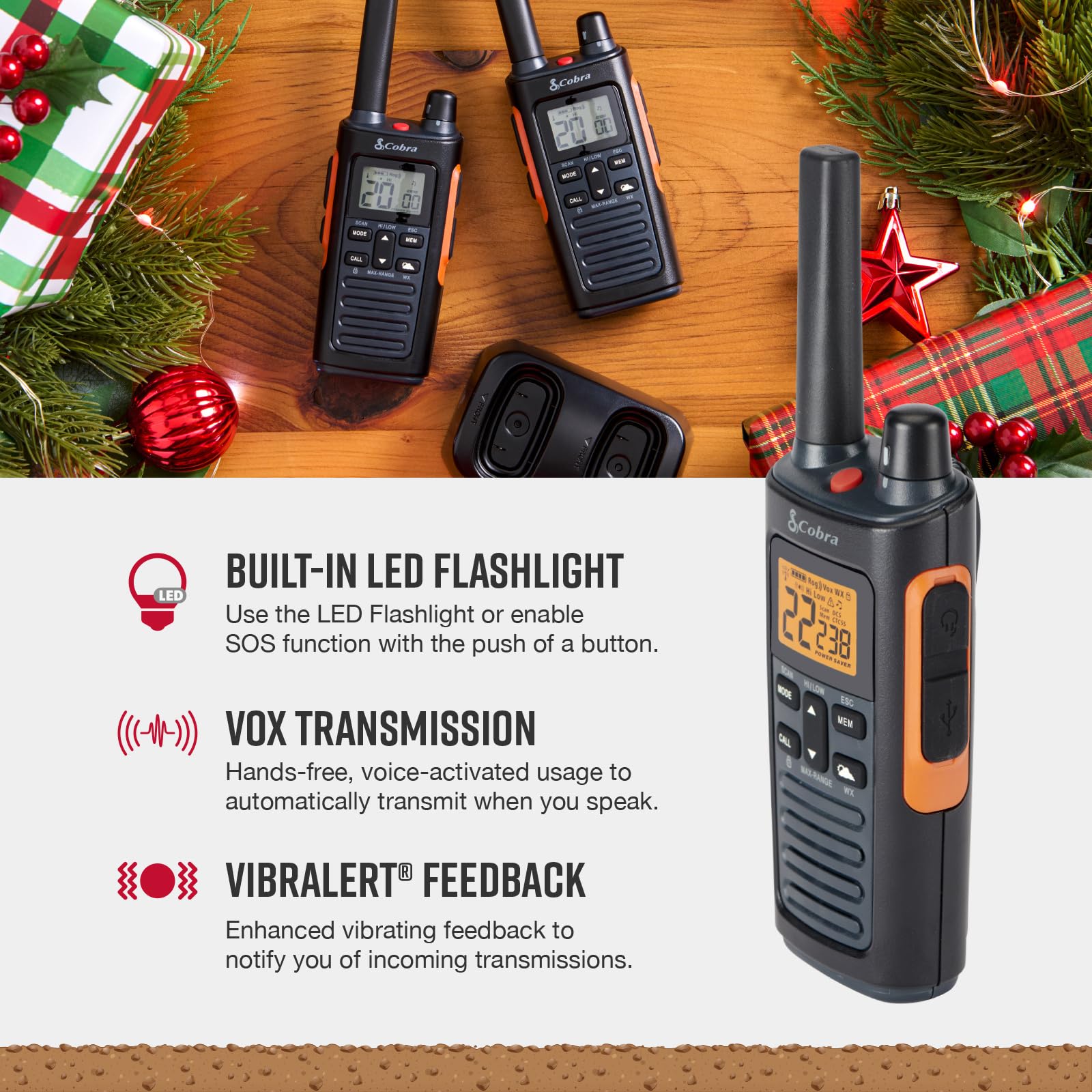 أجهزة اتصال لاسلكية من طراز كوبرا RX680 (عبوة من قطعتين)