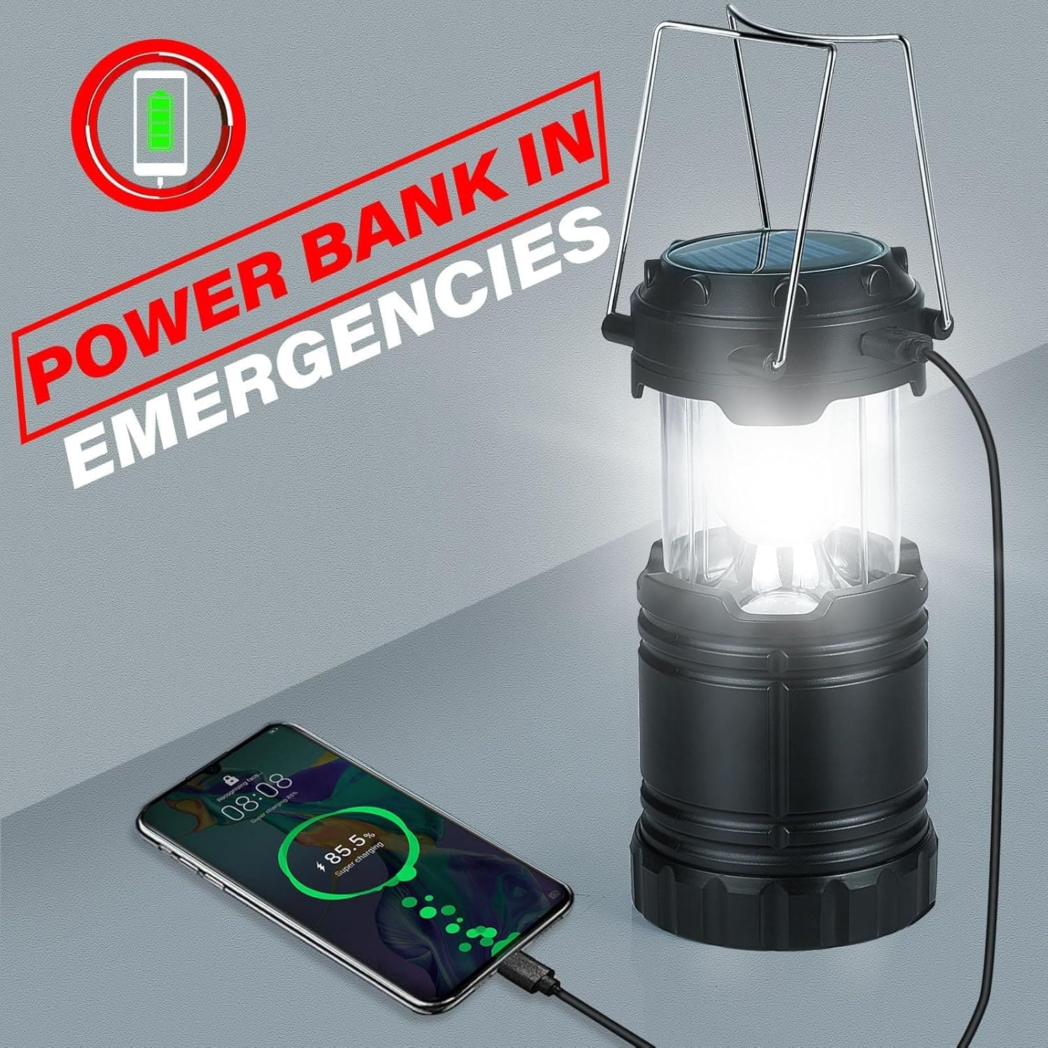 مجموعة من 4 فوانيس تخييم تعمل بالطاقة الشمسية